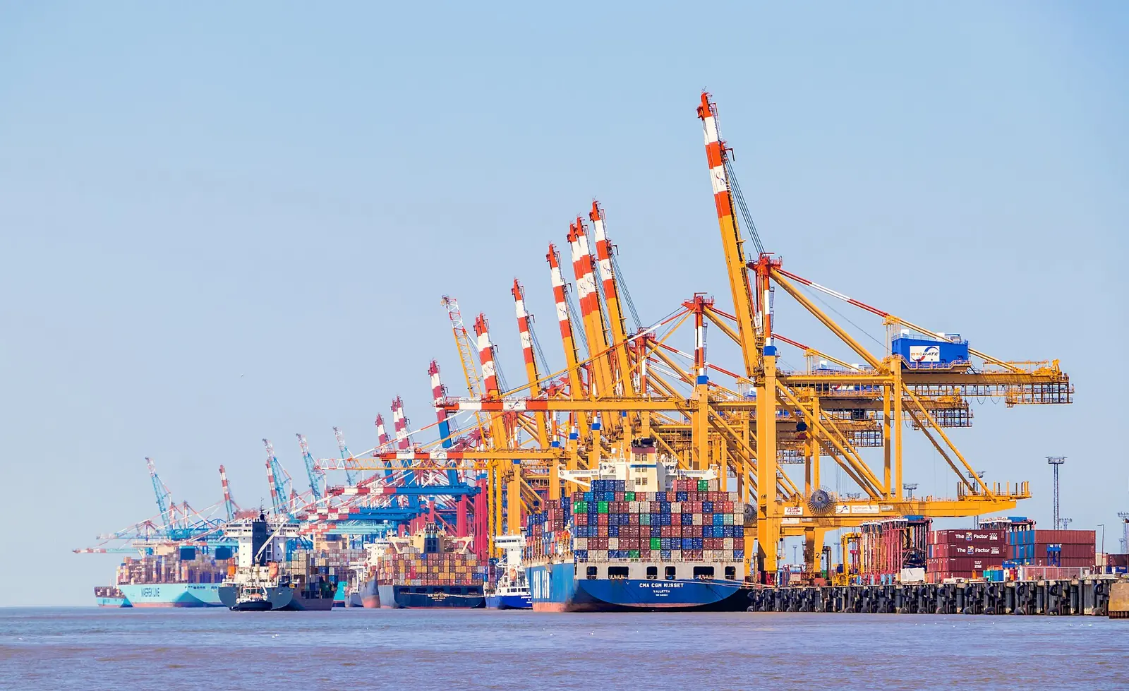 Ship-to-shore cranes at a container terminal