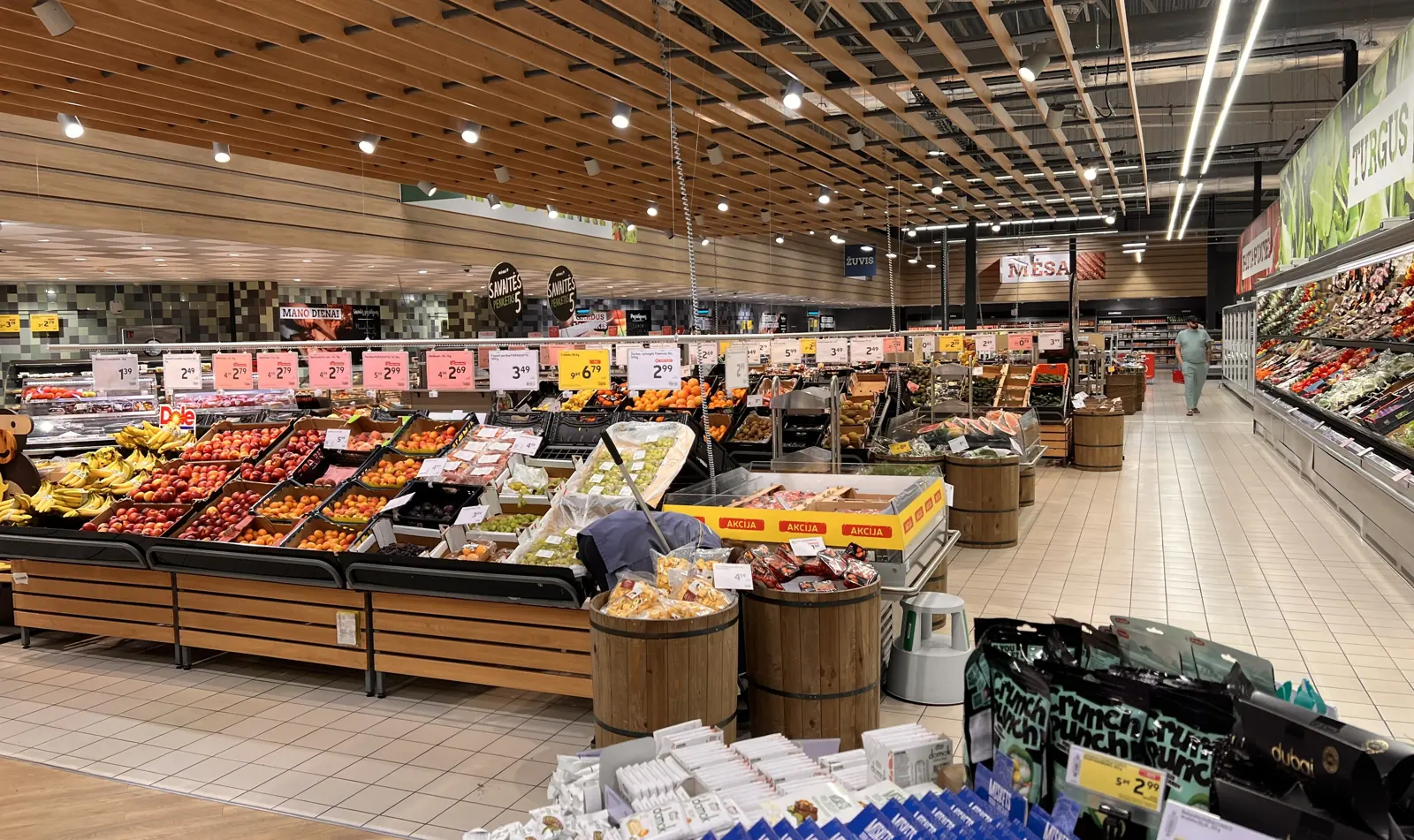 The fresh produce section of a supermarket